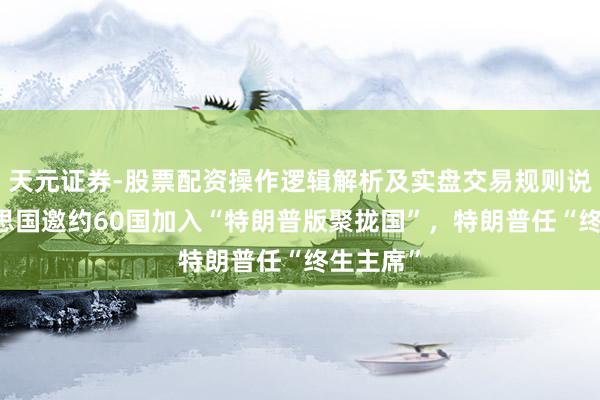 天元证券-股票配资操作逻辑解析及实盘交易规则说明 好意思国邀约60国加入“特朗普版聚拢国”，特朗普任“终生主席”