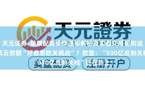 天元证券-股票配资操作逻辑解析及实盘交易规则说明 格陵兰岛风云掀翻“好意思欧关税战”？欧盟：“930亿反制关税”已在路上！