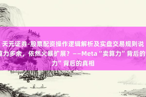 天元证券-股票配资操作逻辑解析及实盘交易规则说明 算力多余，依然火暴扩展？——Meta“卖算力”背后的真相
