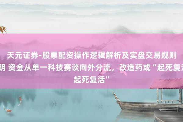 天元证券-股票配资操作逻辑解析及实盘交易规则说明 资金从单一科技赛谈向外分流，改造药或“起死复活”